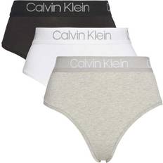 Hvite - String Truser Calvin Klein High Waist Thong 3-pack - Black/White/Grey Heather