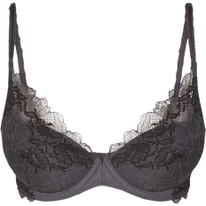 Wacoal Lace Perfection Plunge Push Up Bra - Charcoal