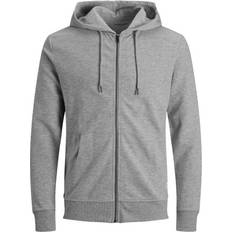 Jack & Jones Simple Zipped Hoodie - Grey/Light Grey Melange