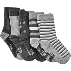 Streifen Socken Minymo Socks 5-pack - Light Grey Melange (5079-130)