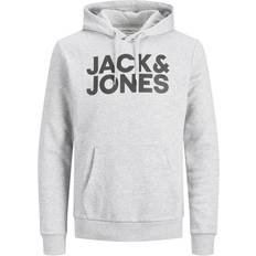 Jack & Jones Men Sweaters Jack & Jones Logo Decorated Hoodie - Grey/Light Grey Melange