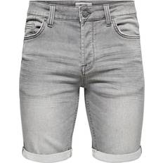 Herren Shorts reduziert Only & Sons Ply Regular Jog Denim Shorts - Grey/Grey Denim