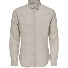 Herre - L Skjorter Only & Sons Solid Long Sleeved Shirt - Grey/Chinchilla
