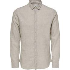 Grå - L Skjorter Only & Sons Solid Long Sleeved Shirt - Grey/Chinchilla