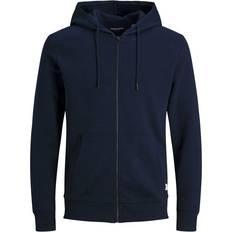 Jack & Jones Plain Zipped Hoodie - Blue/Navy Blazer