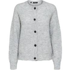 Polyester Cardigans Selected Wool Blend Cardigan - Grey/Light Grey Melange