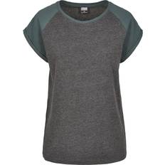 Urban Classics Contrast Raglan Tee - Charcoal/Bottle Green