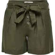 Only High Waist Belt Shorts - Green/Forest Night