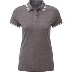 ASQUITH & FOX Women’s Classic Fit Tipped Polo - Charcoal/White