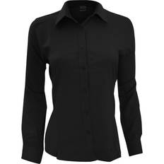 Henbury Ladies Wicking Long Sleeve Work Shirt - Black