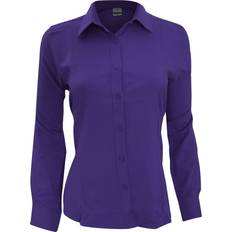 Henbury Ladies Wicking Long Sleeve Work Shirt - Purple