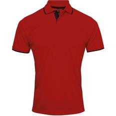 Premier Contrast Coolchecker Polo Shirt - Red/Black