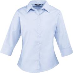 Premier Women's Poplin Three-Quarter Sleeve Blouse - Light Blue