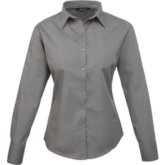 Premier Women's Long Sleeve Poplin Blouse - Dark Grey