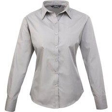 Premier Women's Long Sleeve Poplin Blouse - Silver