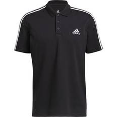 Adidas Aeroready Essentials Pique Embroidered Small Logo 3-Stripes Polo Shirt - Black/White