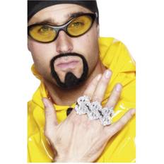 Smiffys 3 in 1 Dollar Rapper Ring Silver