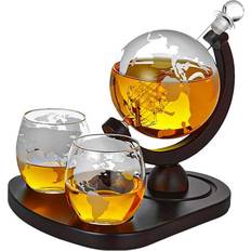 Transparent Whiskeykarafler MikaMax Deluxe Globe Decanter Set Whiskeykaraffel 4st 0.85L