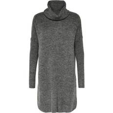 Ull Kjoler Only Jana Long Knitted Dress - Grey/Dark Grey Melange