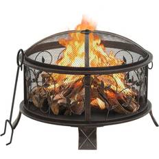 vidaXL Rustic Fireplace with Fire Fork XXL