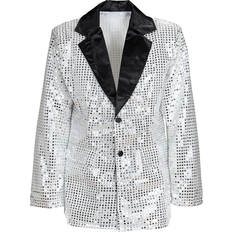 Widmann Sequin Jacket Silver with Black Collar