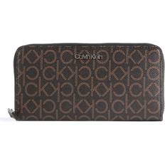 Calvin Klein Large Logo Zip Around Wallet - Brown Mono Mix