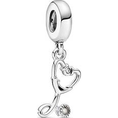 Pandora Stethoscope Heart Dangle Charm - Silver/Transparent