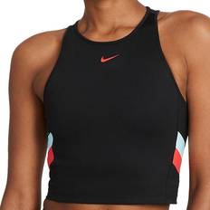 Nike Color-Block Stripe Cropped Training Tank Women - Black/Chile Red