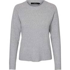 Vero Moda Doffy O-Neck Long Sleeved Knitted Sweater- Grey/Light Grey Melange