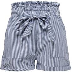 Streifen Hosen & Shorts Only Smilla Paperbag Shorts - Blue/Medium Blue Denim