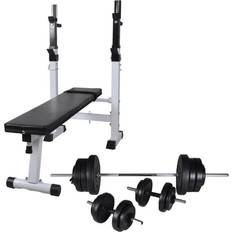 Treningsbenksett vidaXL Exercise Bench Set with Weight Position Barbell & Dumbbells 60.5kg