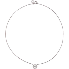 Tory Burch Miller Pavé Logo Delicate Necklace - Silver/Transparent