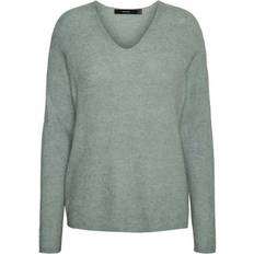 Vero Moda Crew Lefile V-Neck Sweater - Jadeite/Melange