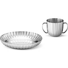 Stainless Steel Kids Cutlery Georg Jensen Bernadotte Deep Plate & Cup 2pcs