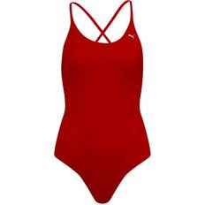 Rot - XL Badeanzüge Puma Women's V-Neck Crossback Swimsuit - Red