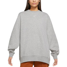 Nike Essential Oversized Fleece Sweatshirt - Dark Grey Heather/White
