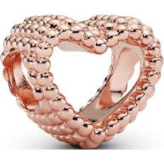 Jewelry Pandora Beaded Open Heart Charm - Rose Gold