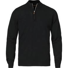 Stenströms Herren Pullover Stenströms Merino Half Zip Sweater - Black