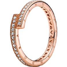 Eternity Rings - Women Pandora Sparkling Overlapping Ring - Rose Gold/Transparent