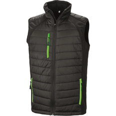 Result Black Compass Padded Softshell Gilet Unisex - Black/Lime