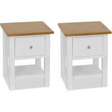 vidaXL Solid Oak Wood Bedside Table 11.8x14.2" 2