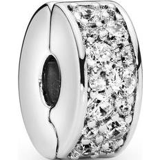 Pandora Pavé Clip Charm - Silver/Transparent