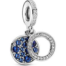 Pandora Sparkling Disc Double Dangle Charm - Silver/Blue/Transparent