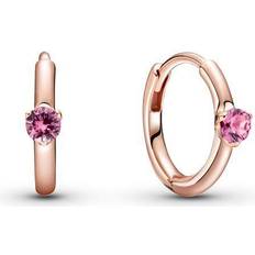 Pandora Solitaire Huggie Hoop Earrings - Rose Gold/Pink