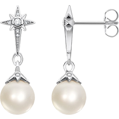 Pearl - Silver Earrings Thomas Sabo Star Earrings - Silver/Pearl/Transparent