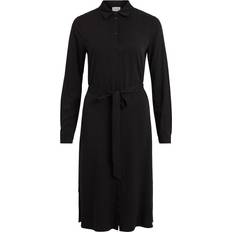 Vila Dania Tie Waist Shirt Dress - Black