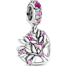 Pandora Pink Heart Family Tree Dangle Charm - Silver/Pink/Purple