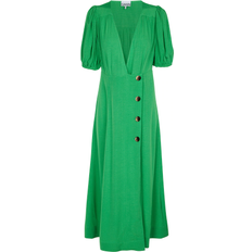 Ganni Ripstop Viscose Wrap Dress - Kelly Green