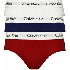 Briefs - Røde Underbukser Calvin Klein Cotton Stretch Hip Brief 3-pack - White/Red Ginger/Pyro Blue