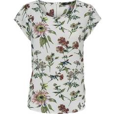 Only Vic All Over Print Short Sleeve Blouse - Cloud Dancer/Aop Botanical